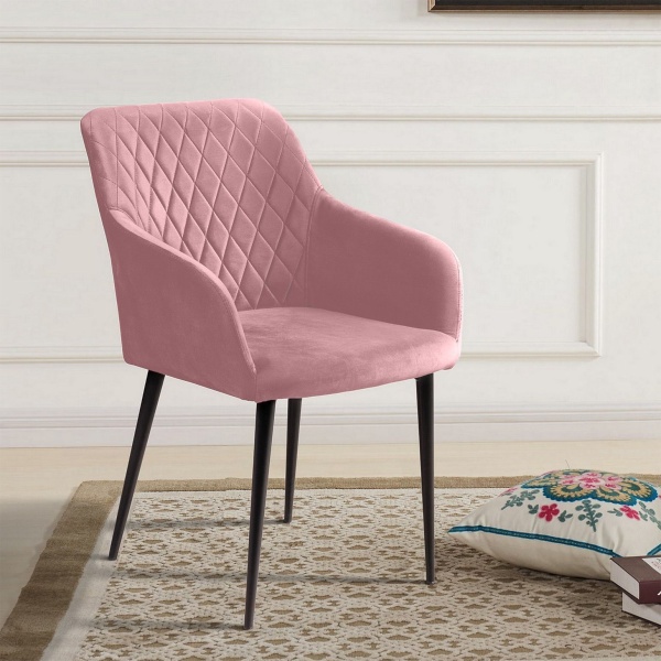 Стул с подлокотниками Robert, бархат пудровый 15 от интернет-магазина IDODOM.RU