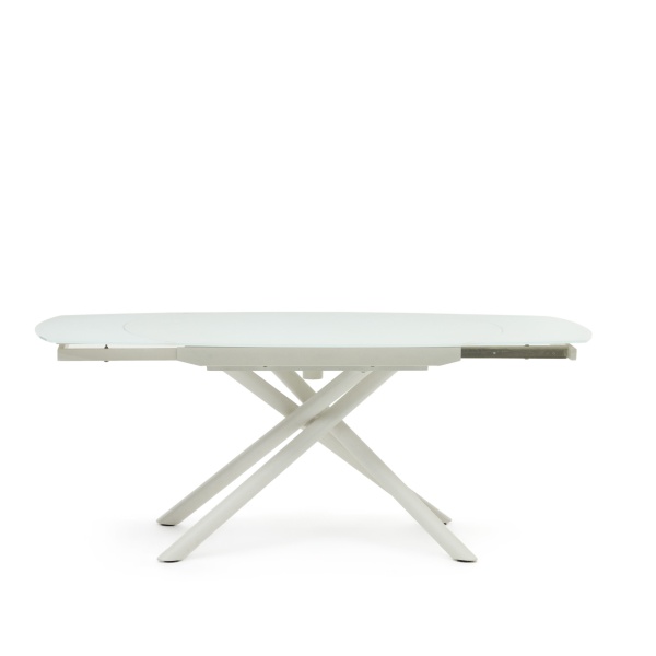 Vashti Раздвижной стол из стекла и МДФ со стальными ножками белого цвета 130(190) x 100 см от интернет-магазина IDODOM.RU