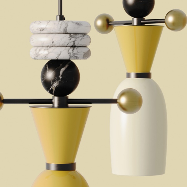 Подвесной светильник Nuro белый мрамор от интернет-магазина IDODOM.RU