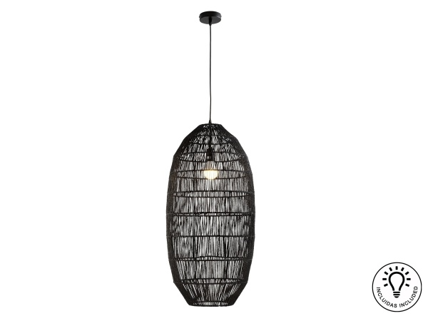 Tizne Подвесной светильник с абажуром из бумаги черный 40D от интернет-магазина IDODOM.RU