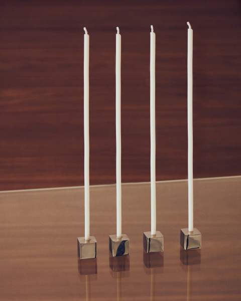 Набор из 4 подсвечников Acadia из нержавеющей стали с серебряной отделкой от интернет-магазина IDODOM.RU