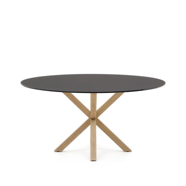 Круглый стол Argo из матового черного стекла со стальными ножками под дерево, Ø 150 от интернет-магазина IDODOM.RU