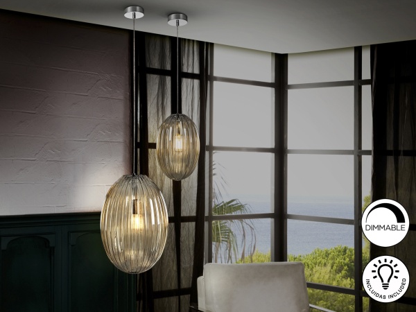 Подвесной светильник Ovila янтарный 1L 30 см от интернет-магазина IDODOM.RU