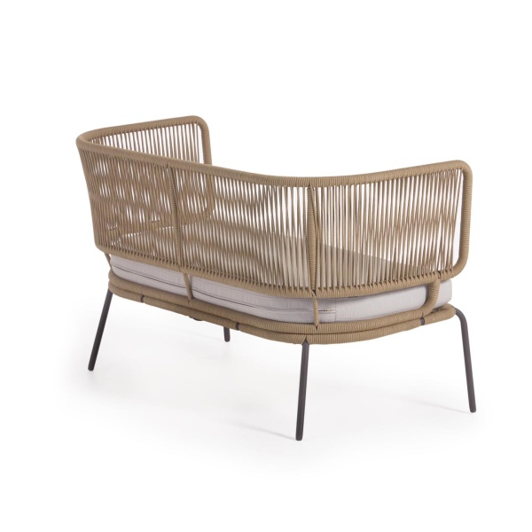 Двухместный диван Nadin из бежевого шнура с оцинкованной сталью от интернет-магазина IDODOM.RU