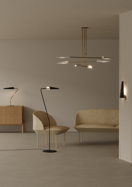 Люстра Bion 6L золотая с белыми абажурами от интернет-магазина IDODOM.RU