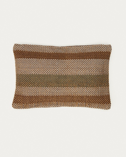 Чехол на подушку Lunet 100% ПЭТ бежевый с зелеными полосками 40 х 60 см от интернет-магазина IDODOM.RU