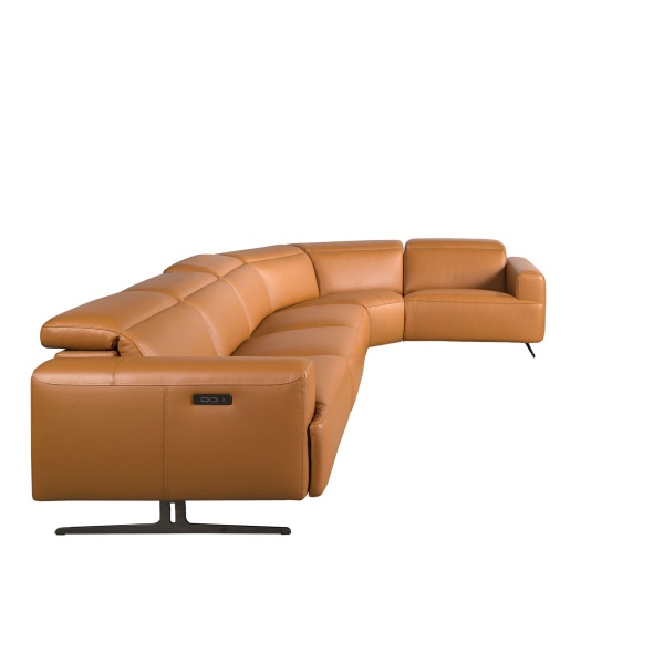 5-местный диван с реклайнером 6263 с левым шезлонгом из коричневой кожи от интернет-магазина IDODOM.RU
