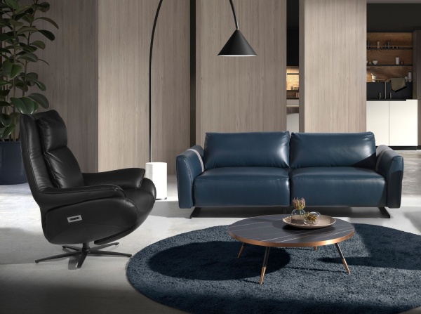 Кресло-реклайнер поворотное 5124/A1167-T541040 черное кожаное от интернет-магазина IDODOM.RU