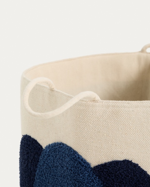 Корзина из хлопка Tandani бежевого цвета с синим слоном 50 см от интернет-магазина IDODOM.RU