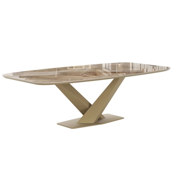 Стол Toros 180 овальный, интегрированная керамика глянцевая, шампань от интернет-магазина IDODOM.RU