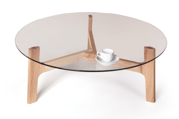 Журнальный столик Woddy D900 массив + стекло / опоры лак от интернет-магазина IDODOM.RU