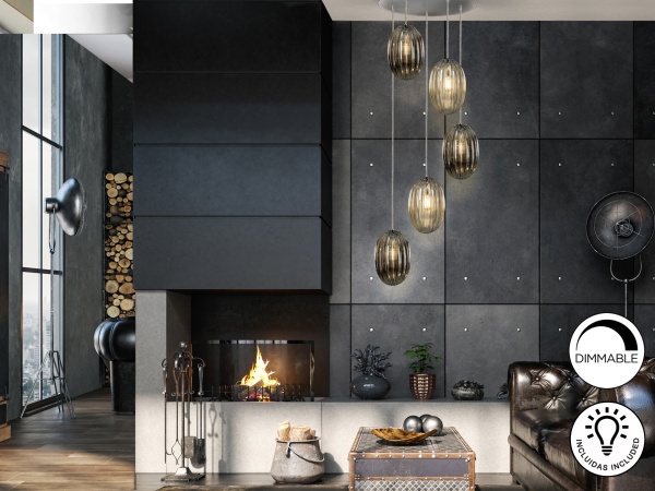 Подвесной светильник Ovila дымчатый/янтарный 5L от интернет-магазина IDODOM.RU