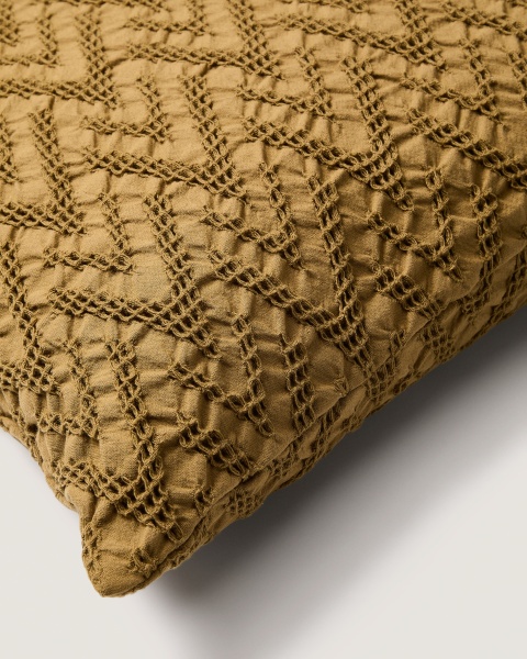 Чехол для подушки Evone 100% хлопок с вафельной текстурой горчичный 50 x 50 см от интернет-магазина IDODOM.RU