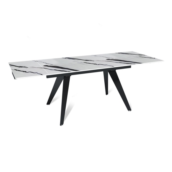 Стол раскладной Rhein (140+40+40), керамика глянцевая Panda White от интернет-магазина IDODOM.RU