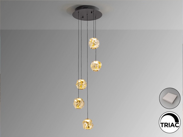 Люстра Zaria 5L черный/бронзовый/янтарный D25 DIM от интернет-магазина IDODOM.RU