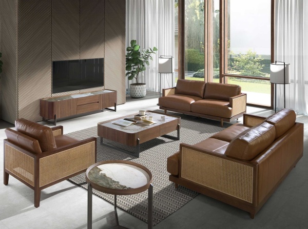 Диван 3-х местный 6177/KF8031-3P-M2731 из коричневой кожи от интернет-магазина IDODOM.RU