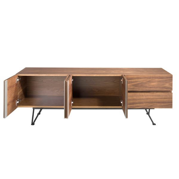 Тумба под телевизор 3260/MF2308 из ореха и черной стали от интернет-магазина IDODOM.RU