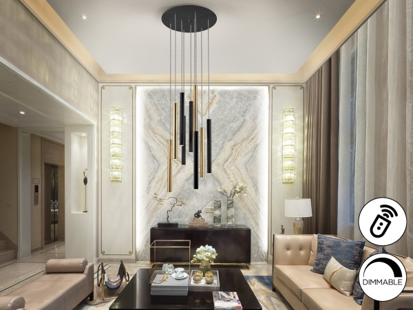 Подвесной светильник Varas 9L золото/черный DIM от интернет-магазина IDODOM.RU