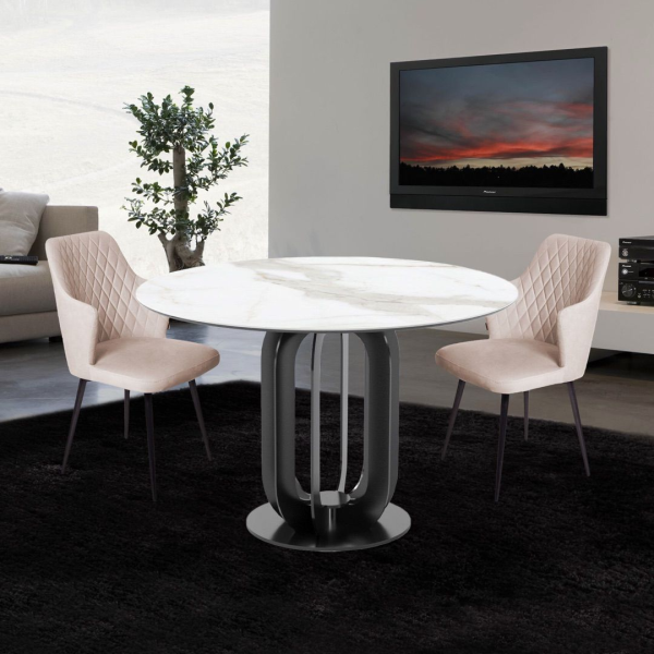 Стол круглый Castro 100, керамика матовая, белая от интернет-магазина IDODOM.RU