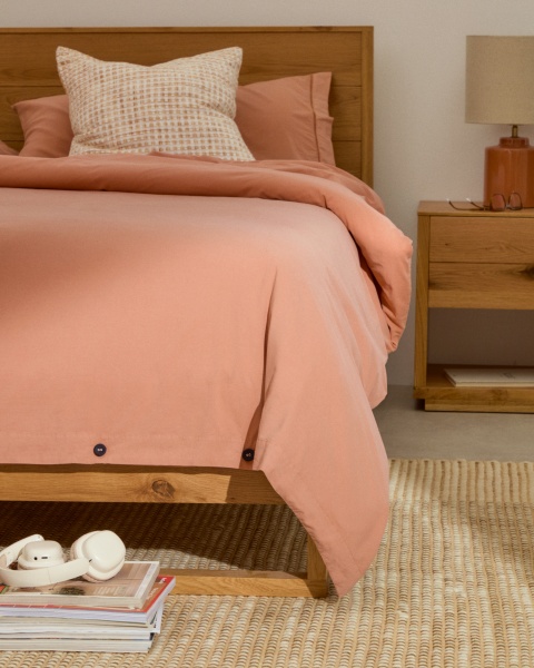 Кровать Alguema из дубового шпона с натуральной отделкой для матраса 90 x 200 см от интернет-магазина IDODOM.RU