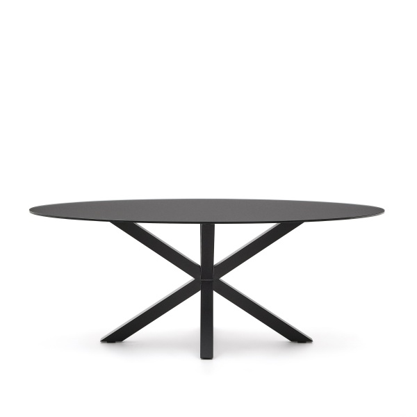 Стол Argo с черным стеклом и черными стальными ножками Ø 200 x 100 см от интернет-магазина IDODOM.RU