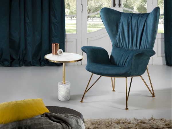 Столик приставной Dekala Ø46 белый/золотой от интернет-магазина IDODOM.RU