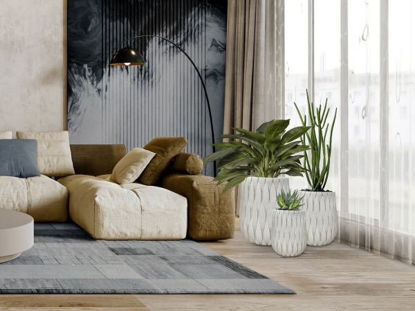 Набор из 3-х кашпо Jazmin бежевый от интернет-магазина IDODOM.RU