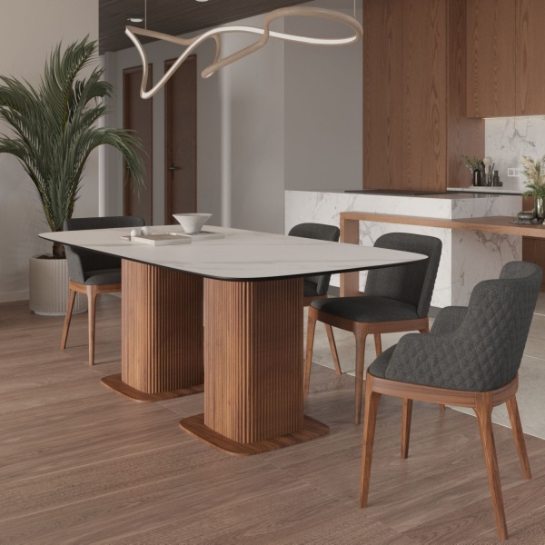 Стол прямоугольный Denver 270, керамика матовая, две опоры дерево от интернет-магазина IDODOM.RU