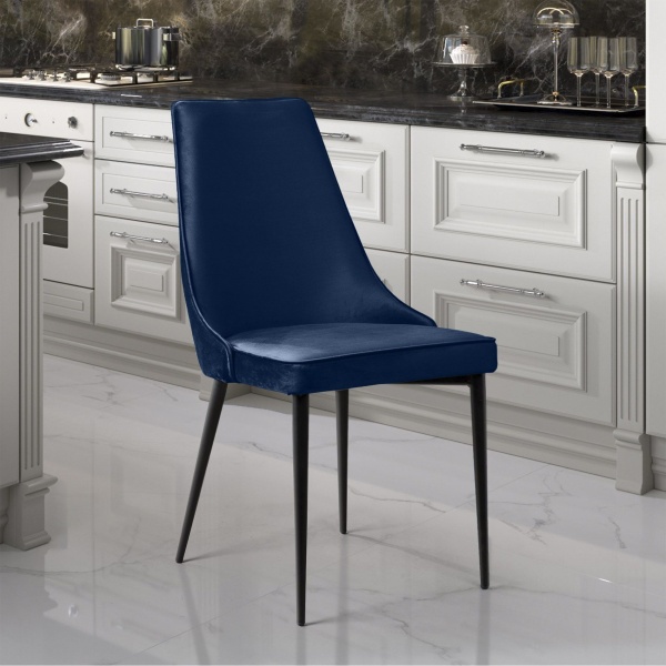 Стул Oliver, бархат синий 29/ чёрный конус от интернет-магазина IDODOM.RU