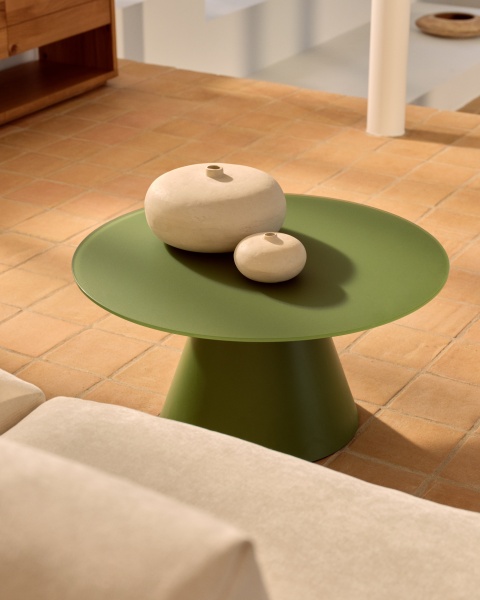 Журнальный столик Wilshire зеленый из закаленного стекла из стали Ø80 см от интернет-магазина IDODOM.RU