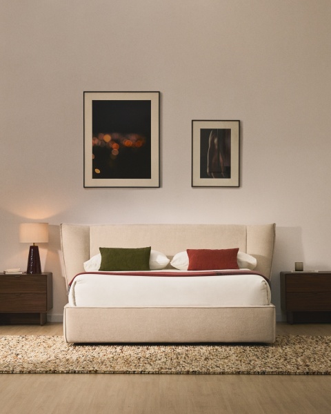 Кровать Arvian бежевого цвета из шенилла с ящиком для хранения 160 х 200 см от интернет-магазина IDODOM.RU