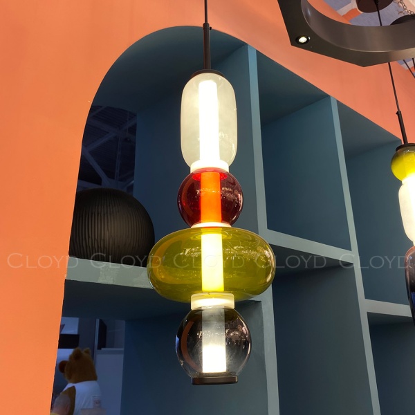 Подвесной светильник Cloyd SUPERNOVA-A P1 / выс. 55 см - 4 яруса - черный - красн. стекло (арт.11404) от интернет-магазина IDODOM.RU