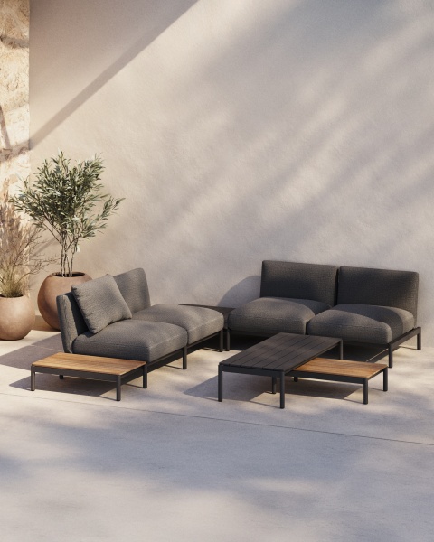 Журнальный столик Sorells из серого алюминия 63 x 149 см от интернет-магазина IDODOM.RU