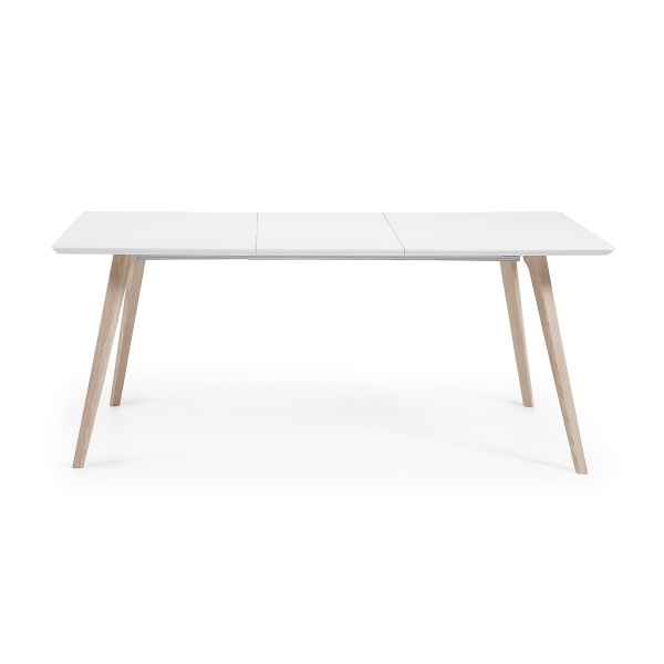 Обеденный стол QUATRE 140 (220) x90 с матовой белой столешницей от интернет-магазина IDODOM.RU