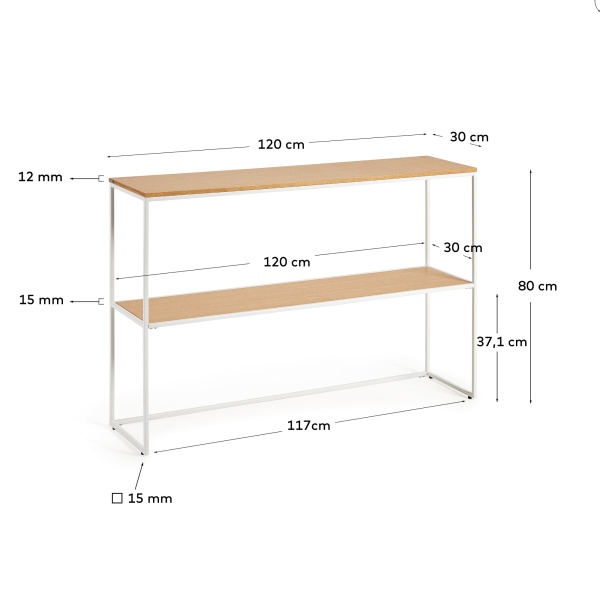 Yoana Консоль из дубового шпона и основой из белого металла 120 x 80 см от интернет-магазина IDODOM.RU