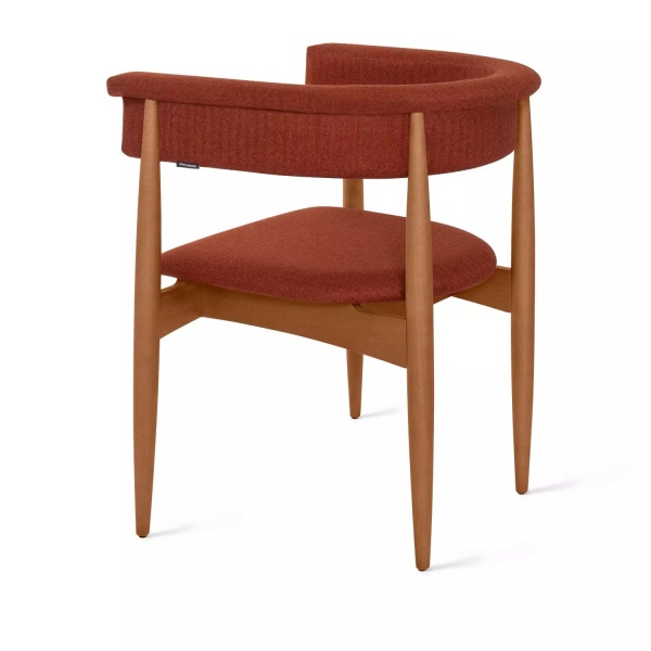 Полукресло Ludvig, бук натуральный, лак орех, шенилл красный от интернет-магазина IDODOM.RU