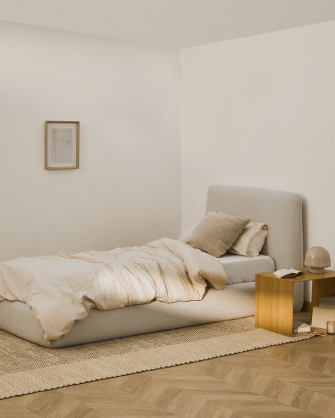 Кровать Martina со съемным чехлом из шенилла цвета экрю 90 x 200 от интернет-магазина IDODOM.RU