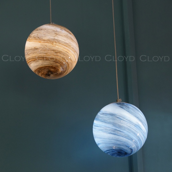 Подвесной светильник Cloyd LAPETUS P1 / Ø15 см - хром - синее стекло (арт.11313) от интернет-магазина IDODOM.RU