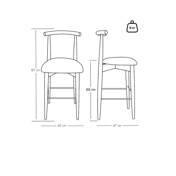 Стул полубарный Diana, бук натуральный (эмаль черная), серый от интернет-магазина IDODOM.RU