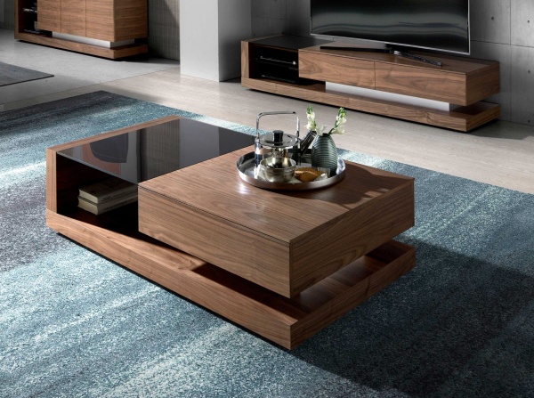 Журнальный столик из ореха с черным стеклом MH1317A /2061 от интернет-магазина IDODOM.RU