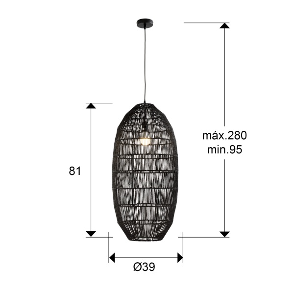 Tizne Подвесной светильник с абажуром из бумаги черный 40D от интернет-магазина IDODOM.RU