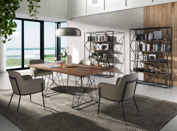 Прямоугольный обеденный стол MI2007T/1107 с ножками из черной стали от интернет-магазина IDODOM.RU