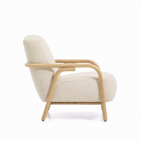 Кресло Sylo из бежевого шенилла и ясеня с отделкой натурального цвета от интернет-магазина IDODOM.RU