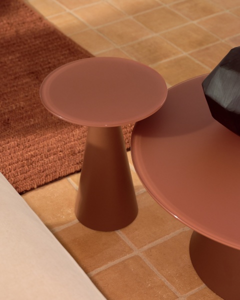 Журнальный столик Wilshire из стекла и стали терракотовый Ø30cm от интернет-магазина IDODOM.RU