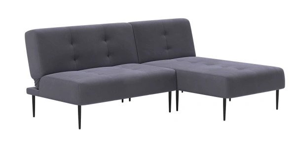 Monaco диван-кровать с шезлонгом, без подлокотников, бархат серый 27 от интернет-магазина IDODOM.RU