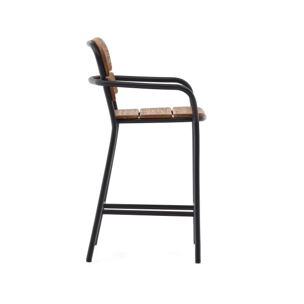 Полубарный стул Algueret из эвкалипта с натуральной отделкой и черного алюминия от интернет-магазина IDODOM.RU