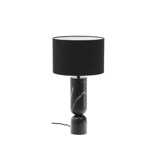 Настольная лампа Vex из черного мрамора с черным льняным абажуром от интернет-магазина IDODOM.RU