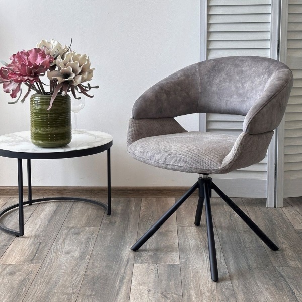 Стул Lotus ткань комби серый, поворотно-возвратный механизм 360 градусов от интернет-магазина IDODOM.RU