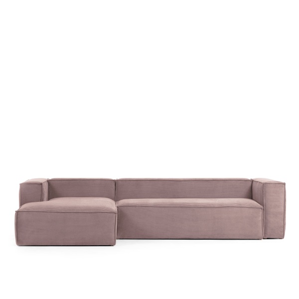 Диван 3х местный Blok с левым шезлонгом розовый вельвет 330 см от интернет-магазина IDODOM.RU