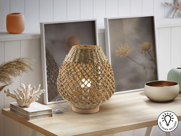 Настольная лампа YAIZA с абажуром из бумажной веревки от интернет-магазина IDODOM.RU